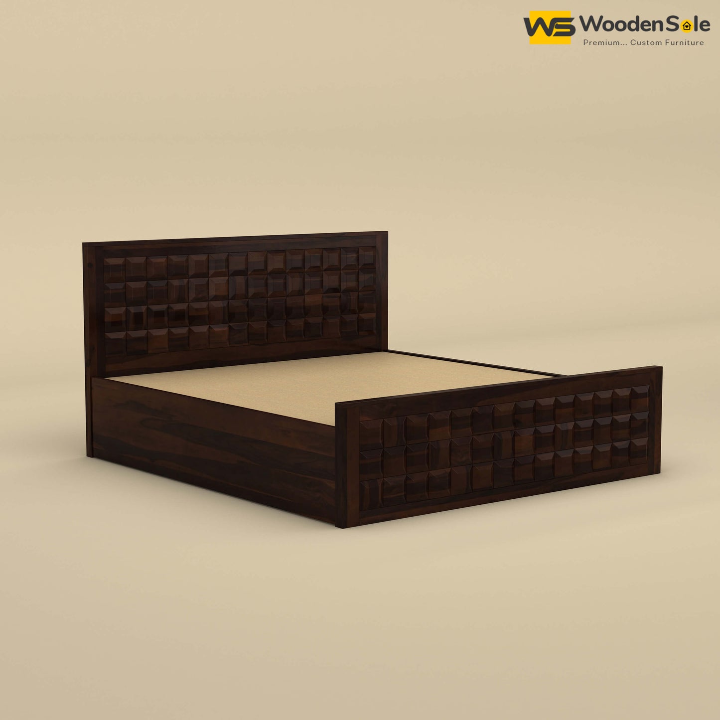 Diamond Hydraulic Storage Bed (Walnut Finish)