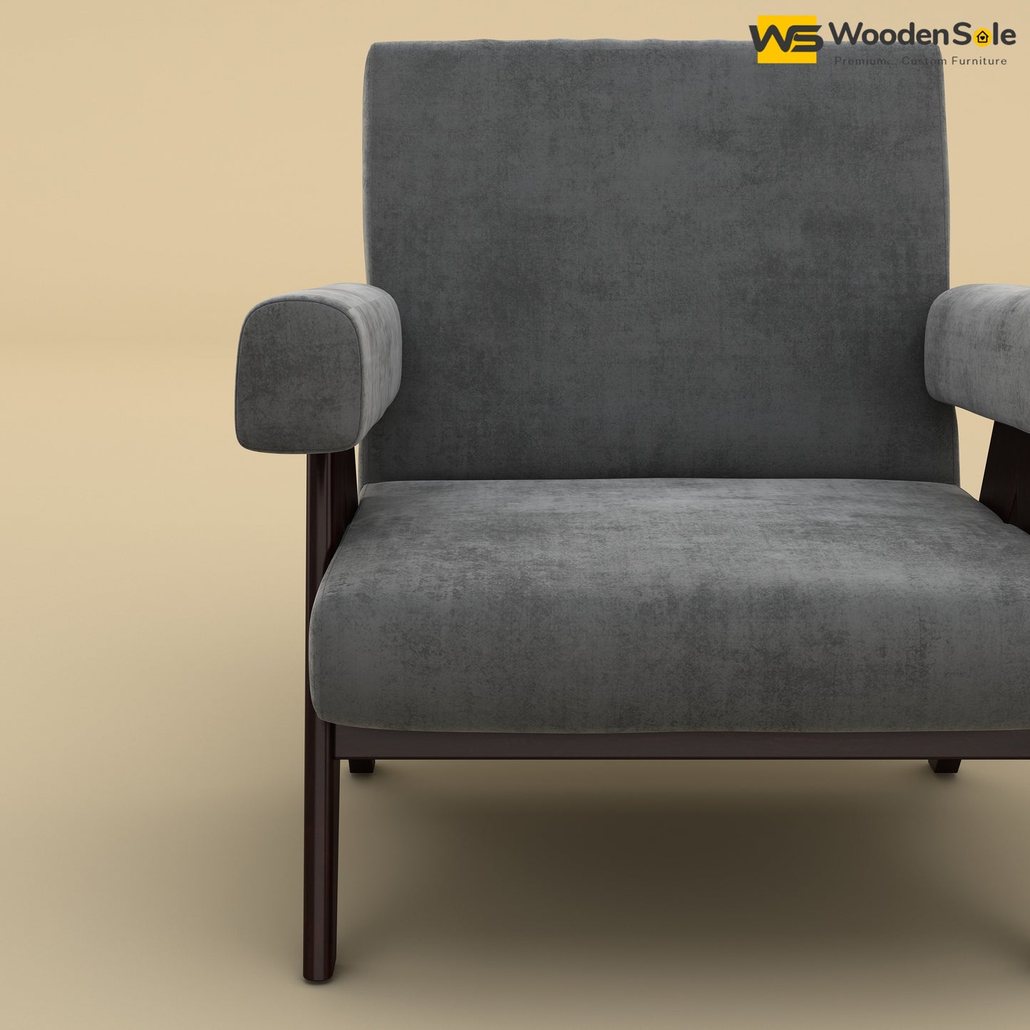 Capri Lounge Chair (Velvet, Charcoal Gray)