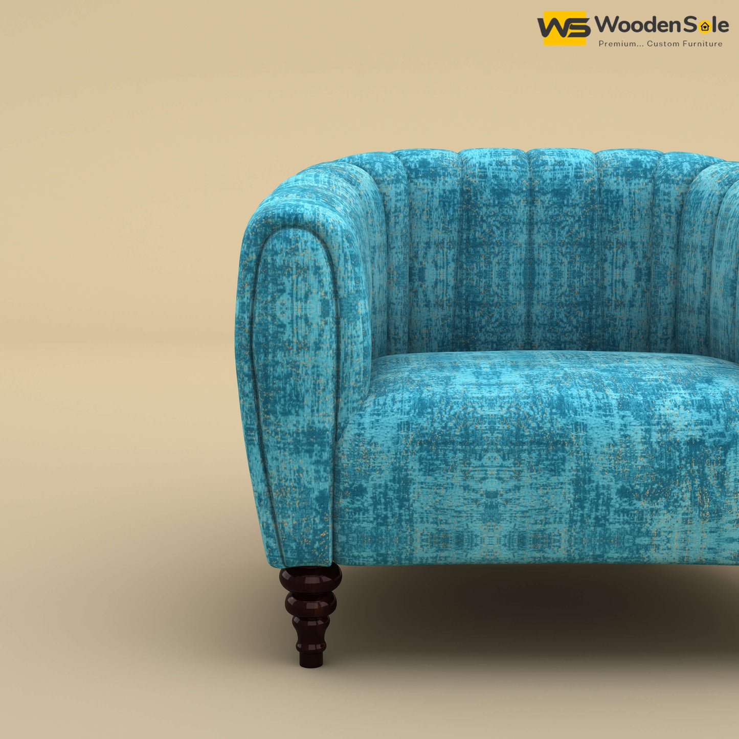 Amaya Single Seater Fabric Sofa (Cotton, Teal Blue)