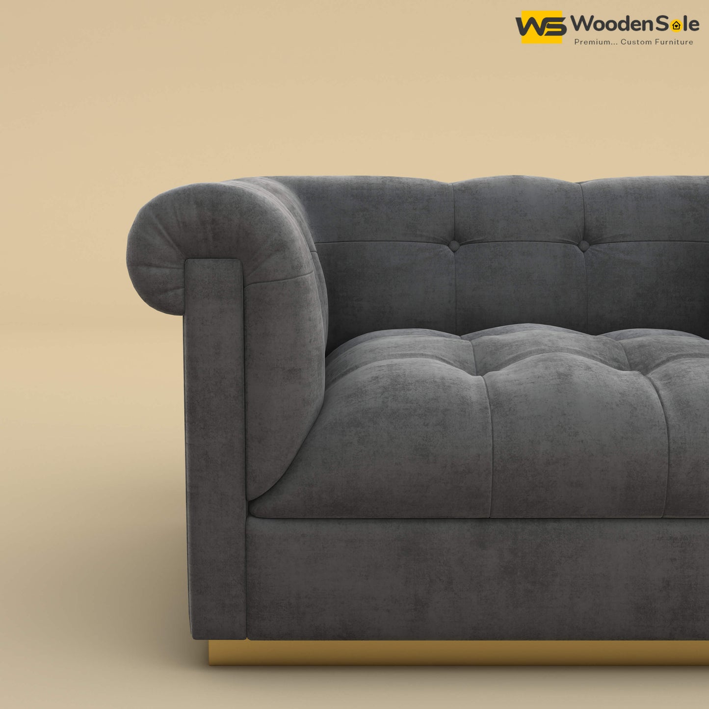 Morrison 1 Seater Fabric Sofa (Velvet, Charcoal Gray)