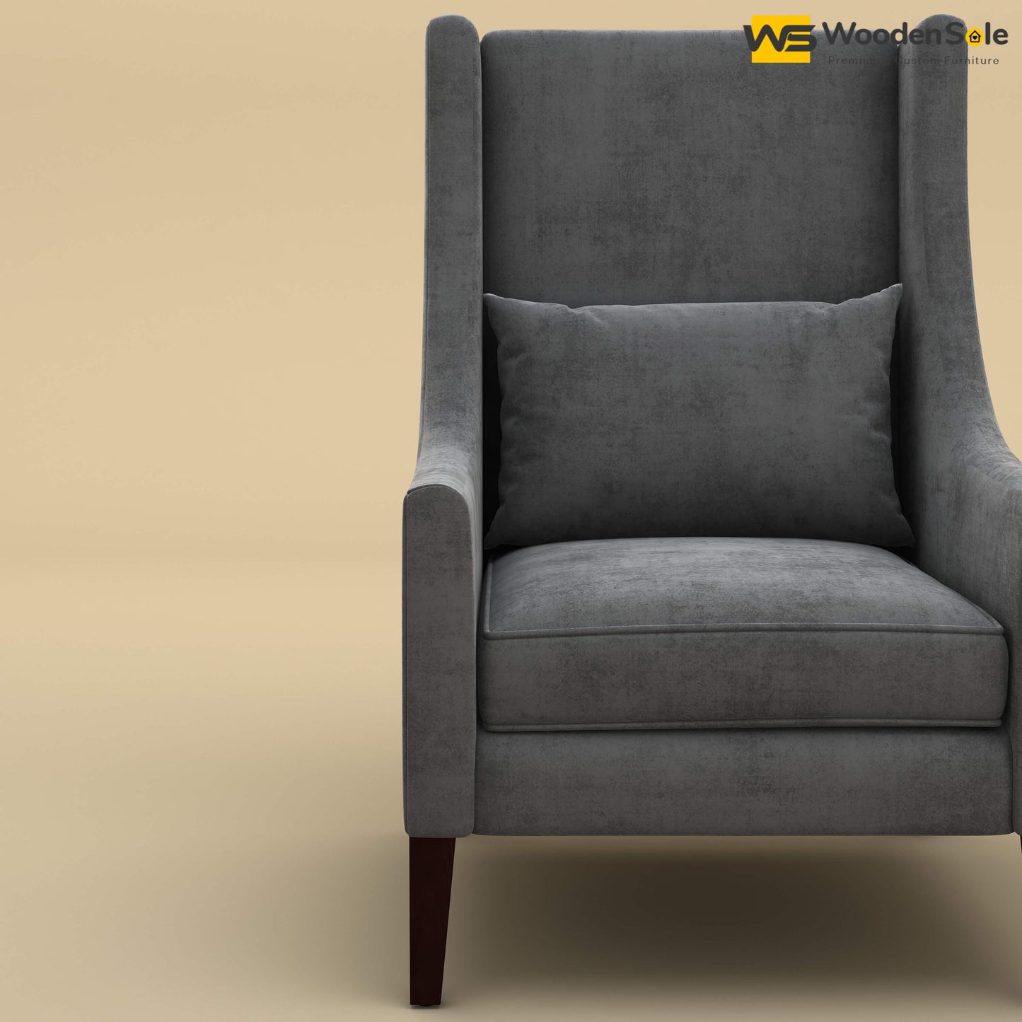 Bonito High Back Lounge Chair (Velvet, Charcoal Gray)