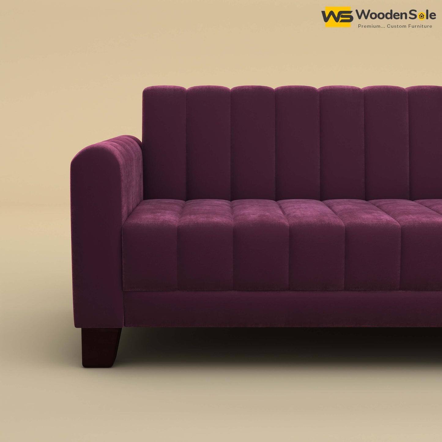 Furo 3 Seater Fabric Sofa (Velvet, Dark Purple)