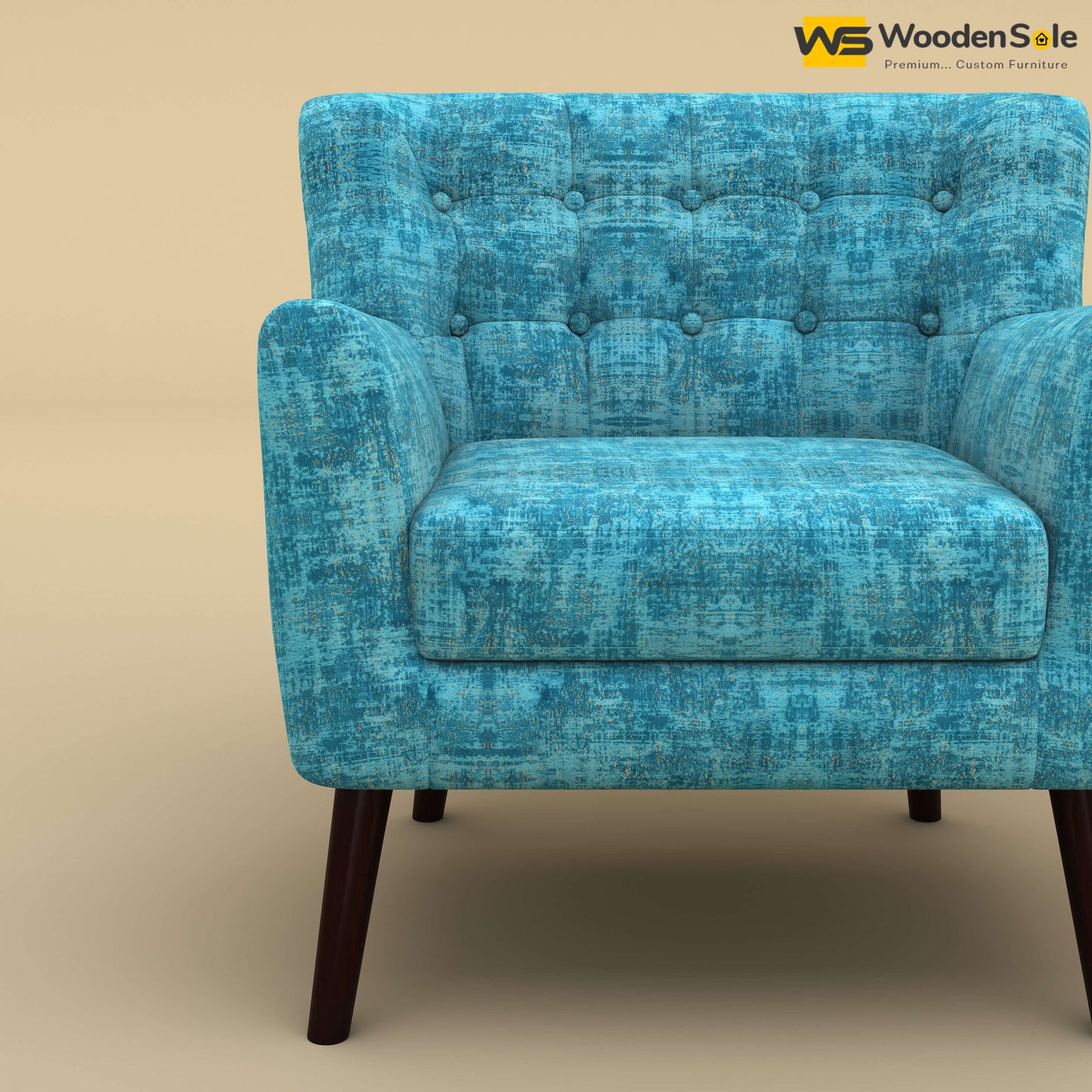 Figo Tufted Lounge Chair (Cotton, Teal Blue)