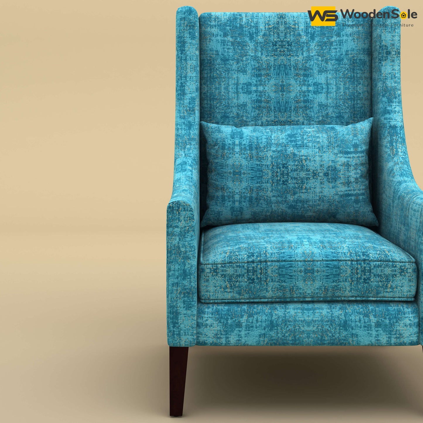 Bonito High Back Lounge Chair (Cotton, Teal Blue)