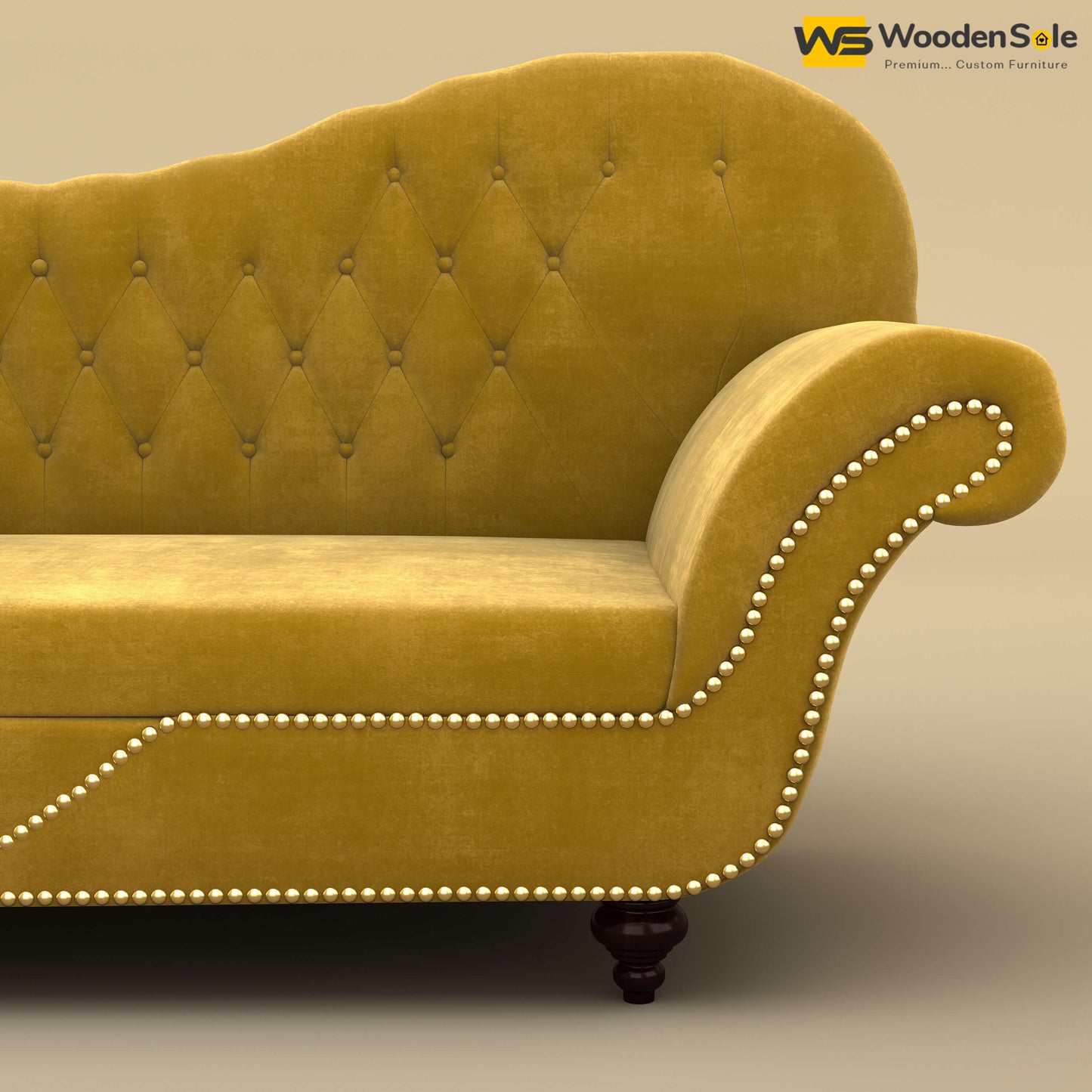 Royal Chaise Lounge (Velvet, Mustard Yellow)