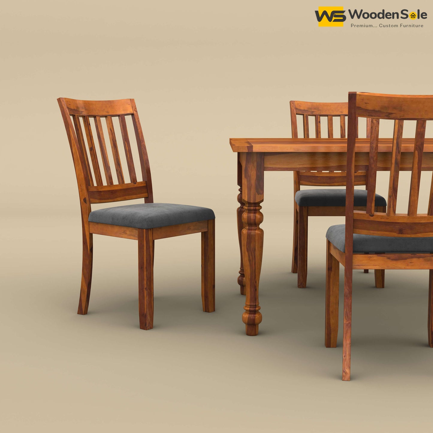 Martha 4 Seater Dining Table Set (Honey Finish)