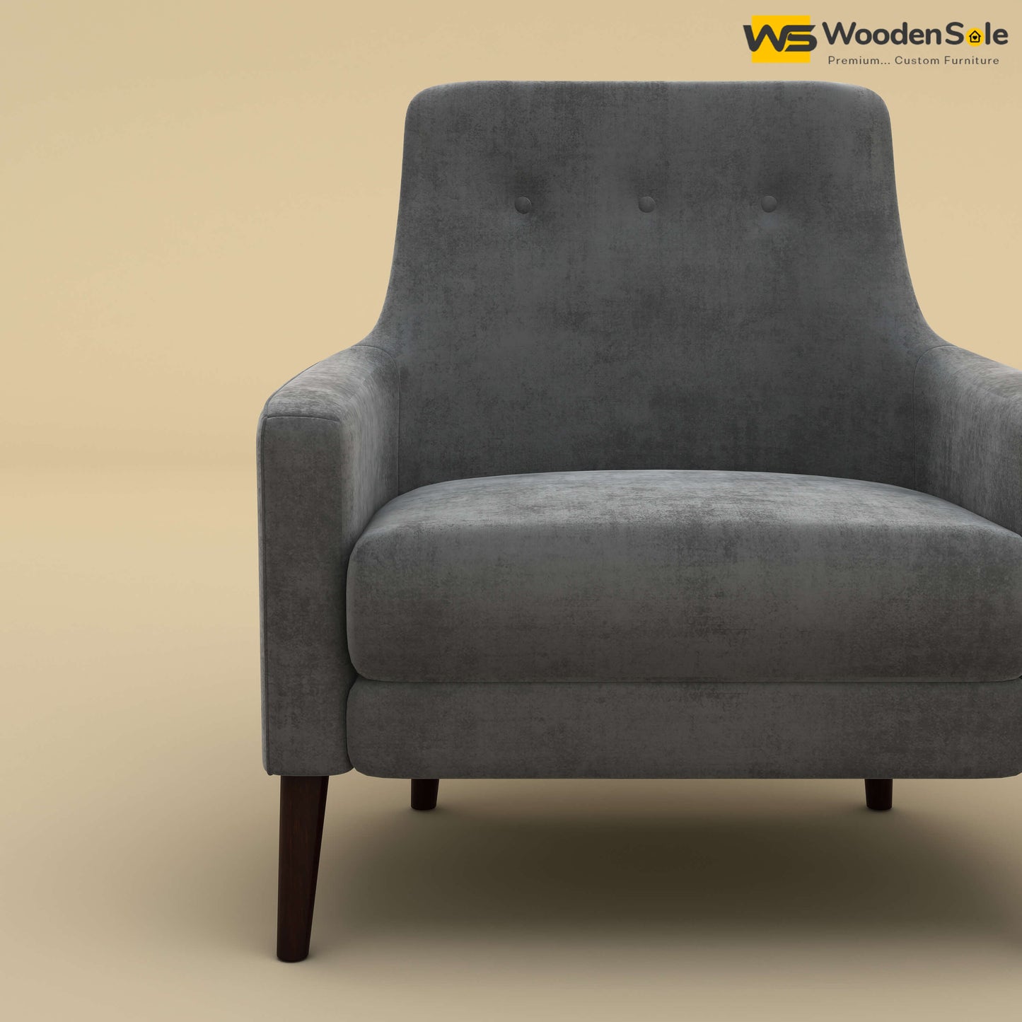 Rubik Lounge Chair (Velvet, Charcoal Gray)