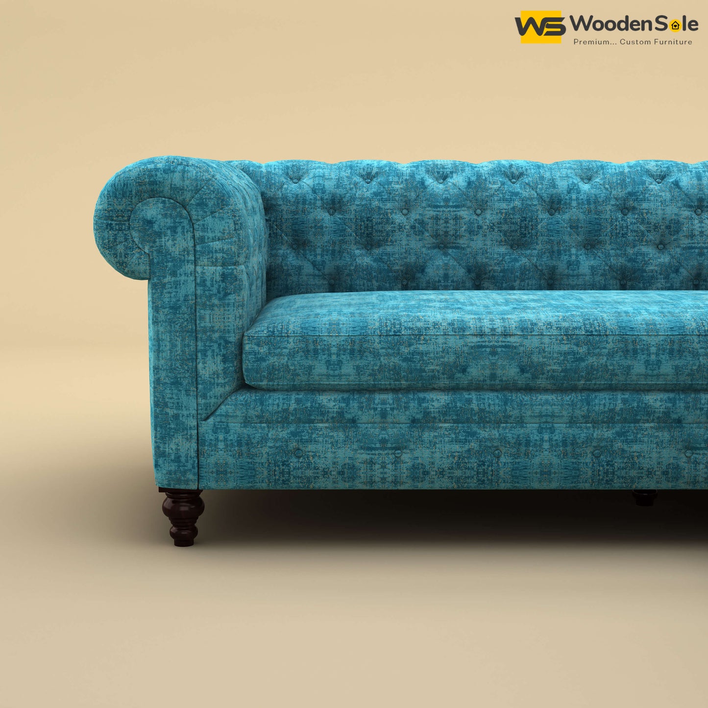 Maharaja Corner Sofa (Cotton, Teal Blue)