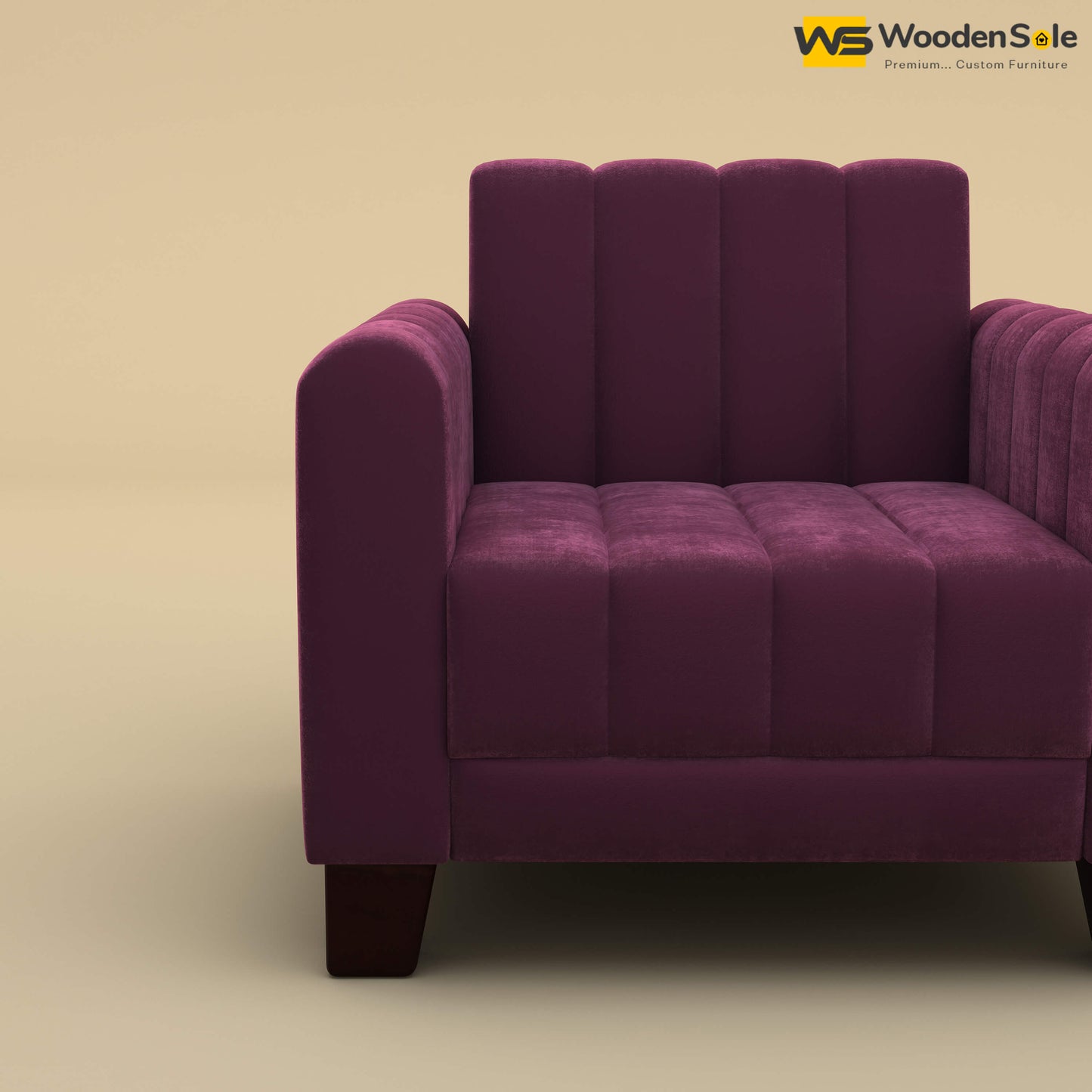 Furo 1 Seater Fabric Sofa (Velvet, Dark Purple)