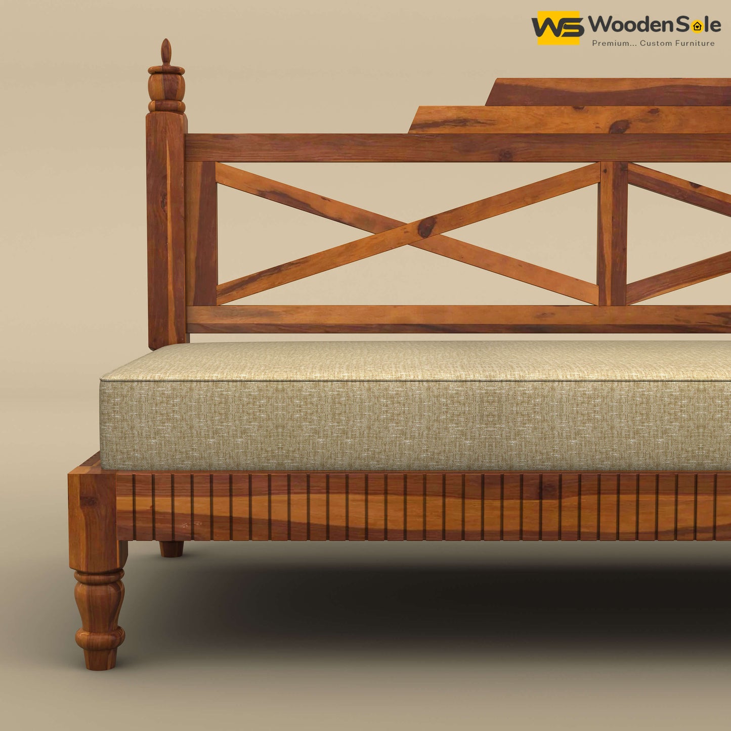 Aya Diwan Settee with Backrest & Mattress (Honey Finish)