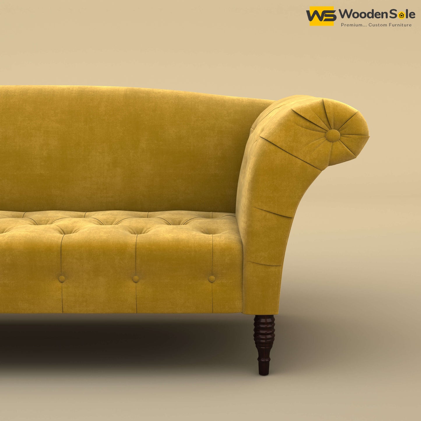 Leo Chaise Lounge (Velvet, Mustard Yellow)