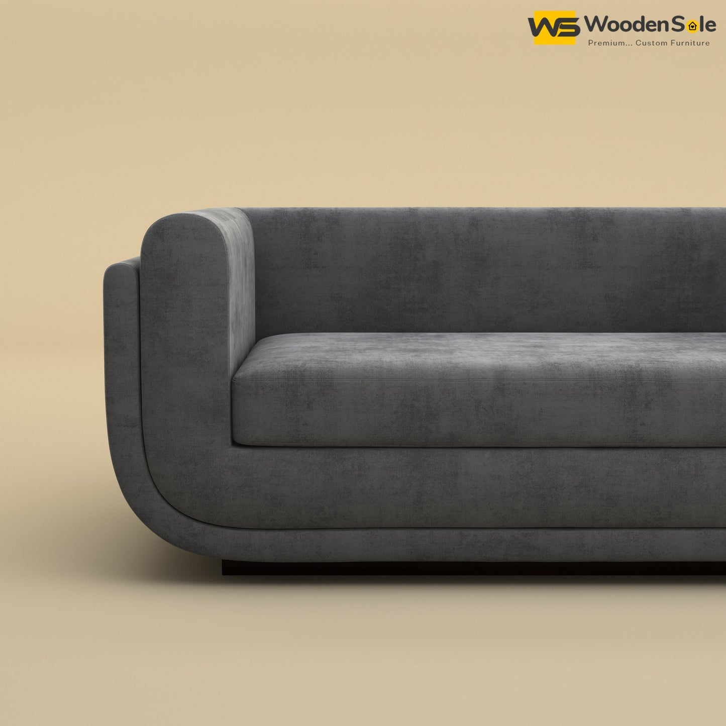 Vedant Two Seater Sofa (Velvet, Charcoal Gray)