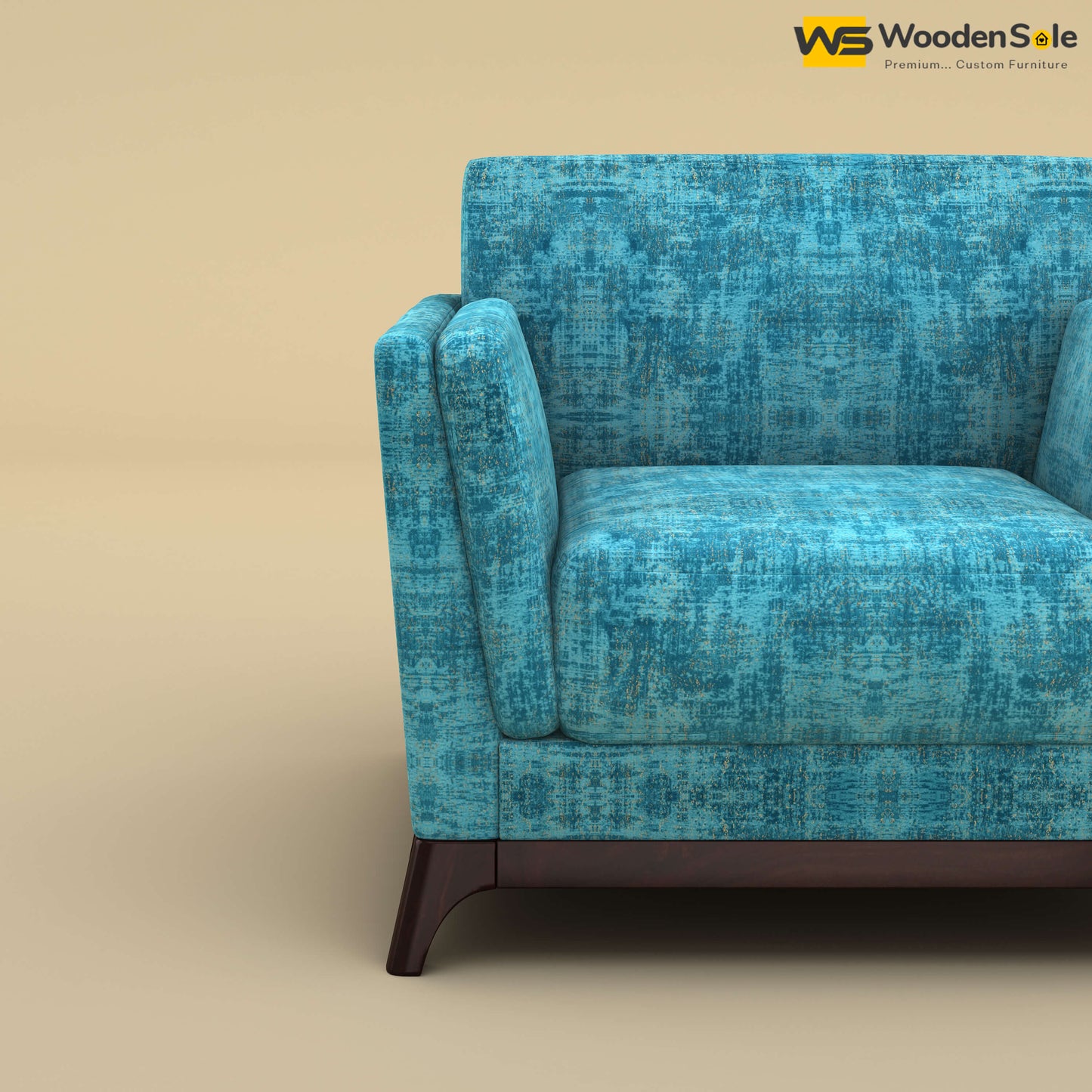 Bruno 1 Seater Sofa (Cotton, Teal Blue)