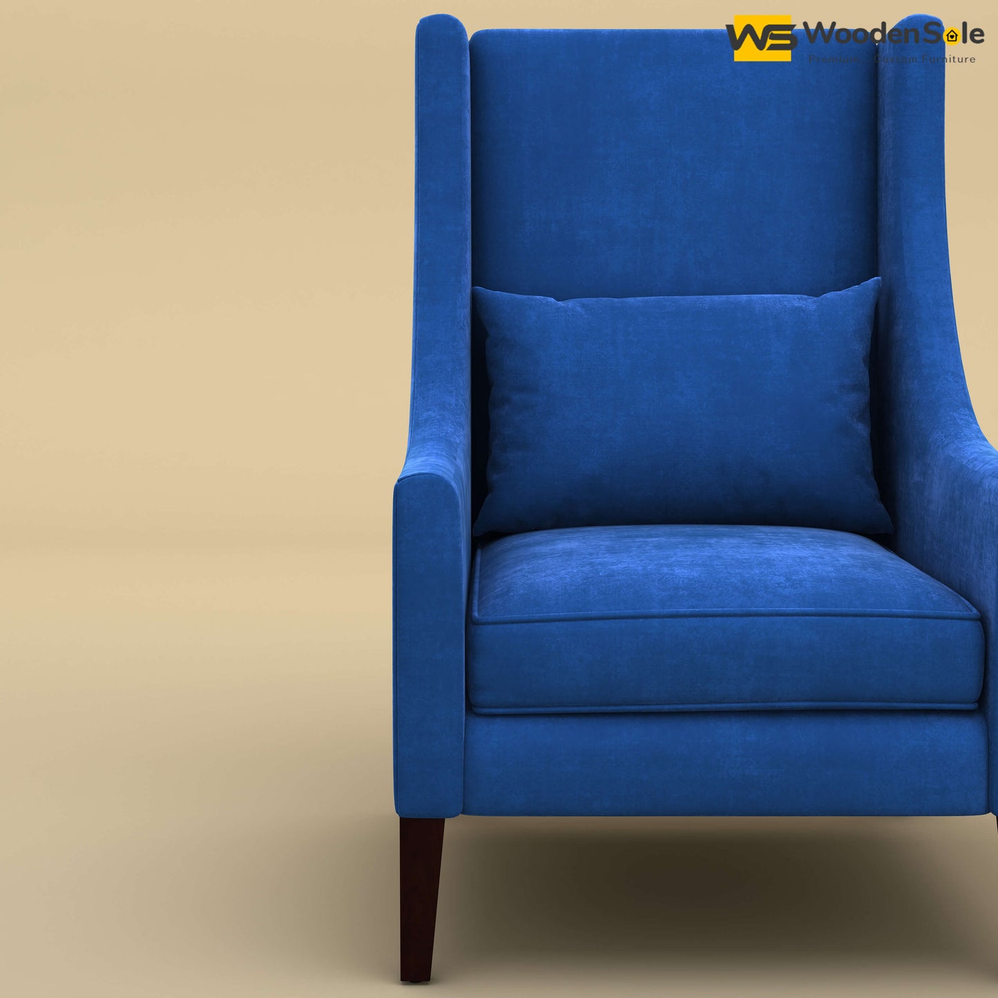 Bonito High Back Lounge Chair (Velvet, Royal Blue)