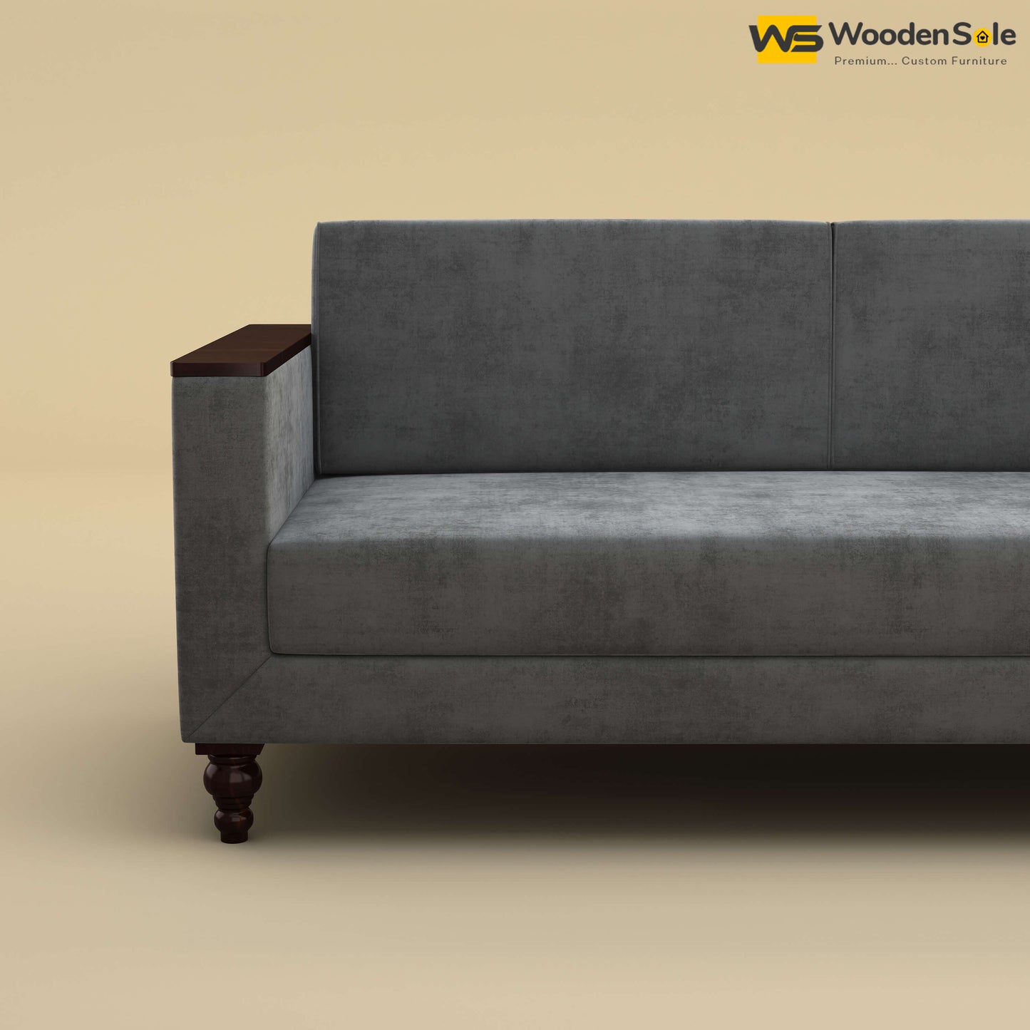 Tivoli 3 Seater Fabric Sofa (Velvet, Charcoal Gray)