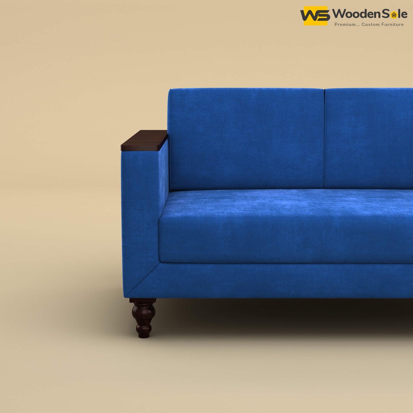 Tivoli 2 Seater Fabric Sofa (Velvet, Royal Blue)