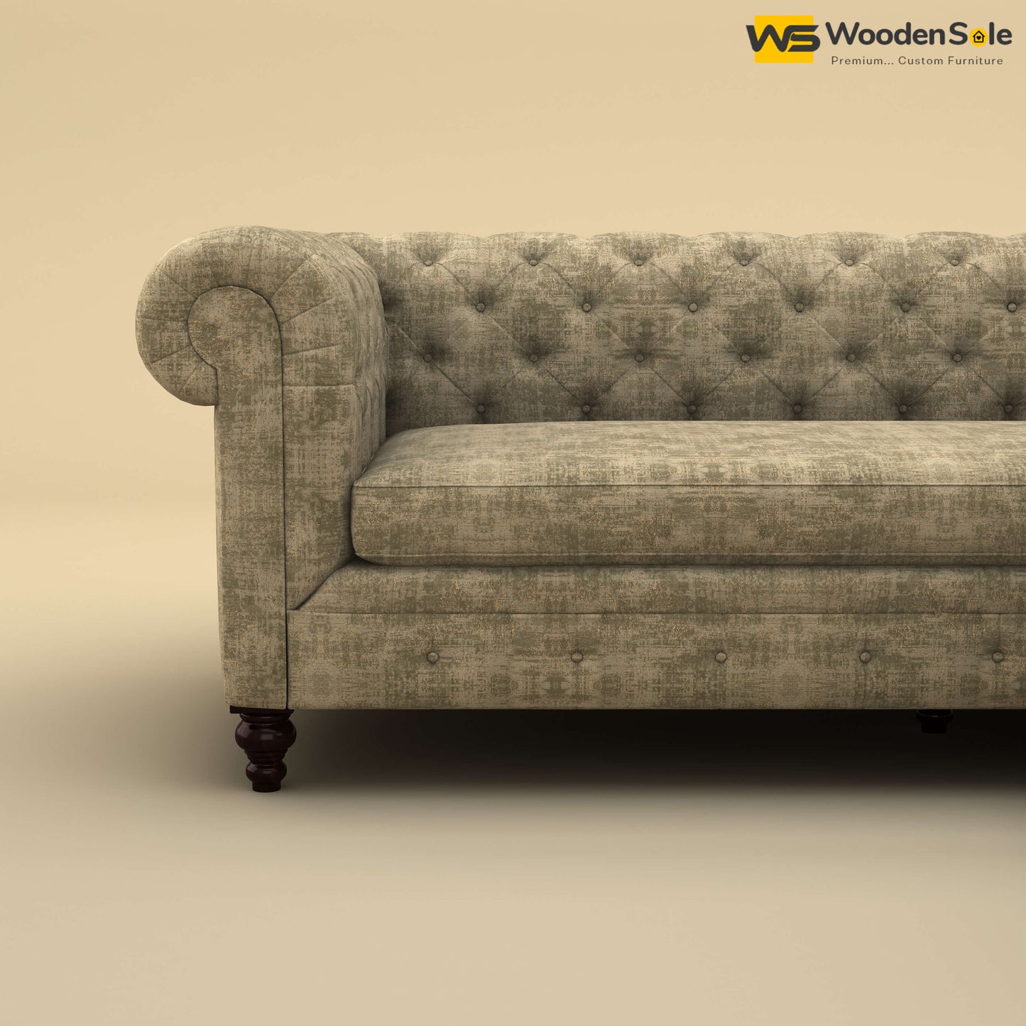 Maharaja Corner Sofa (Cotton, Patchy Cream)