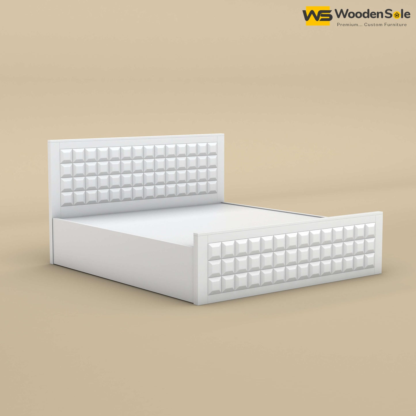 Diamond Hydraulic Storage Bed (White Finish)