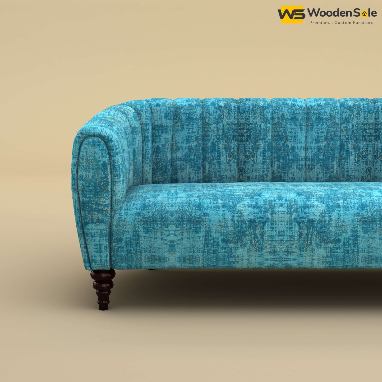 Amaya Three Seater Fabric Sofa (Cotton, Teal Blue)
