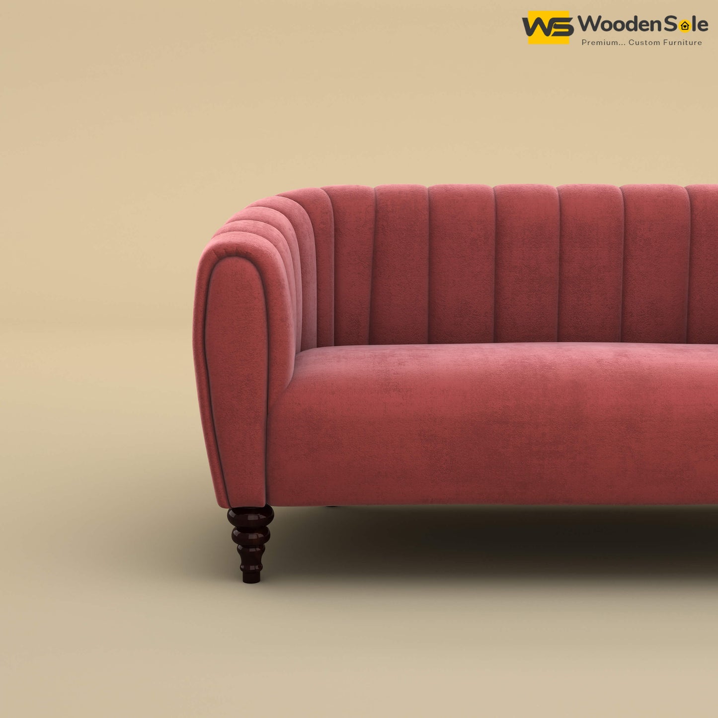 Amaya Two Seater Fabric Sofa (Velvet, Pink)