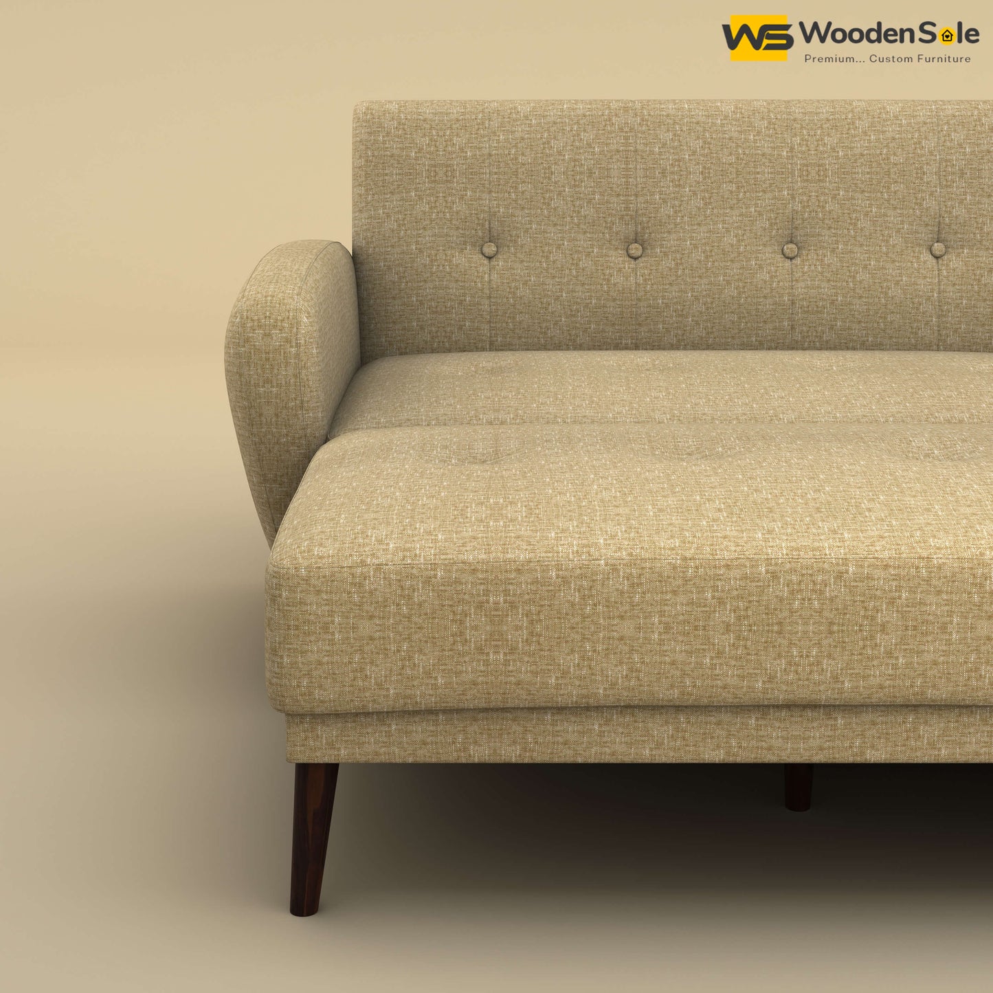 Daisy L Shape Sofa Cum Bed (Cotton, Faux Cream)