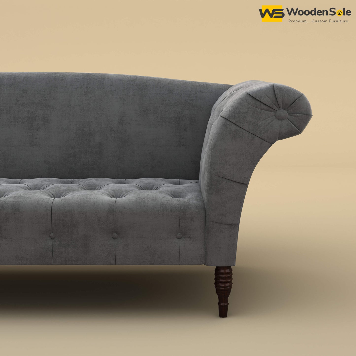 Leo Chaise Lounge (Velvet, Charcoal Gray)