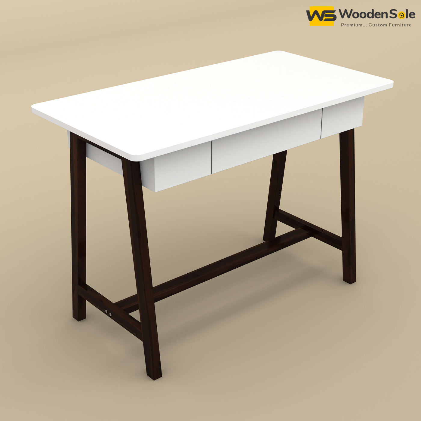 Modern Study Table (White & Walnut Finish)