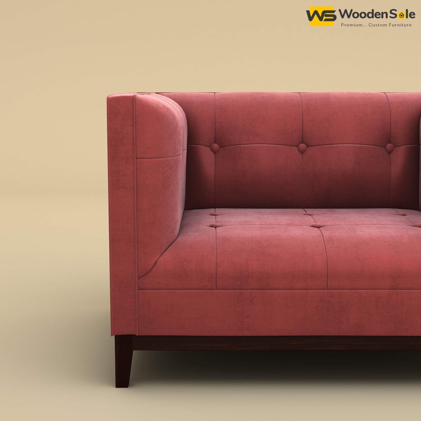 Loren One Seater Fabric Sofa (Velvet, Pink)
