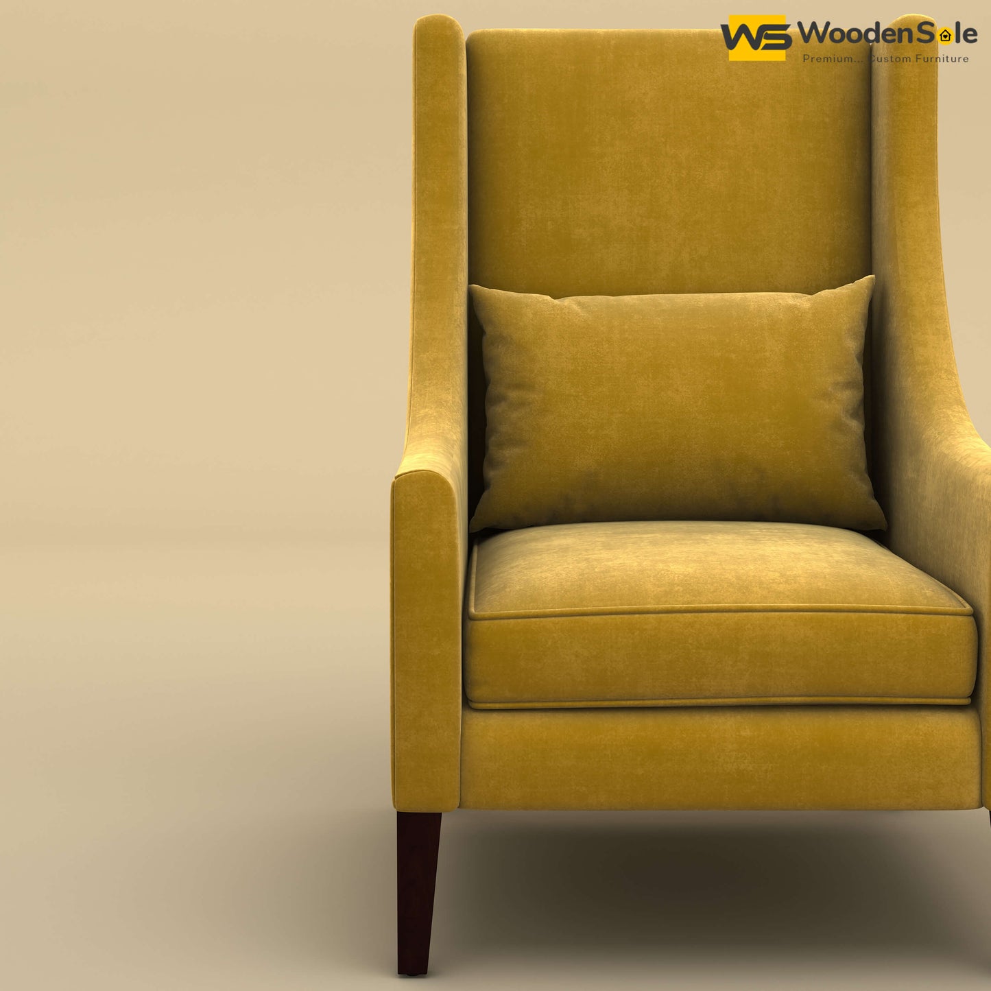 Bonito High Back Lounge Chair (Velvet, Mustard Yellow)