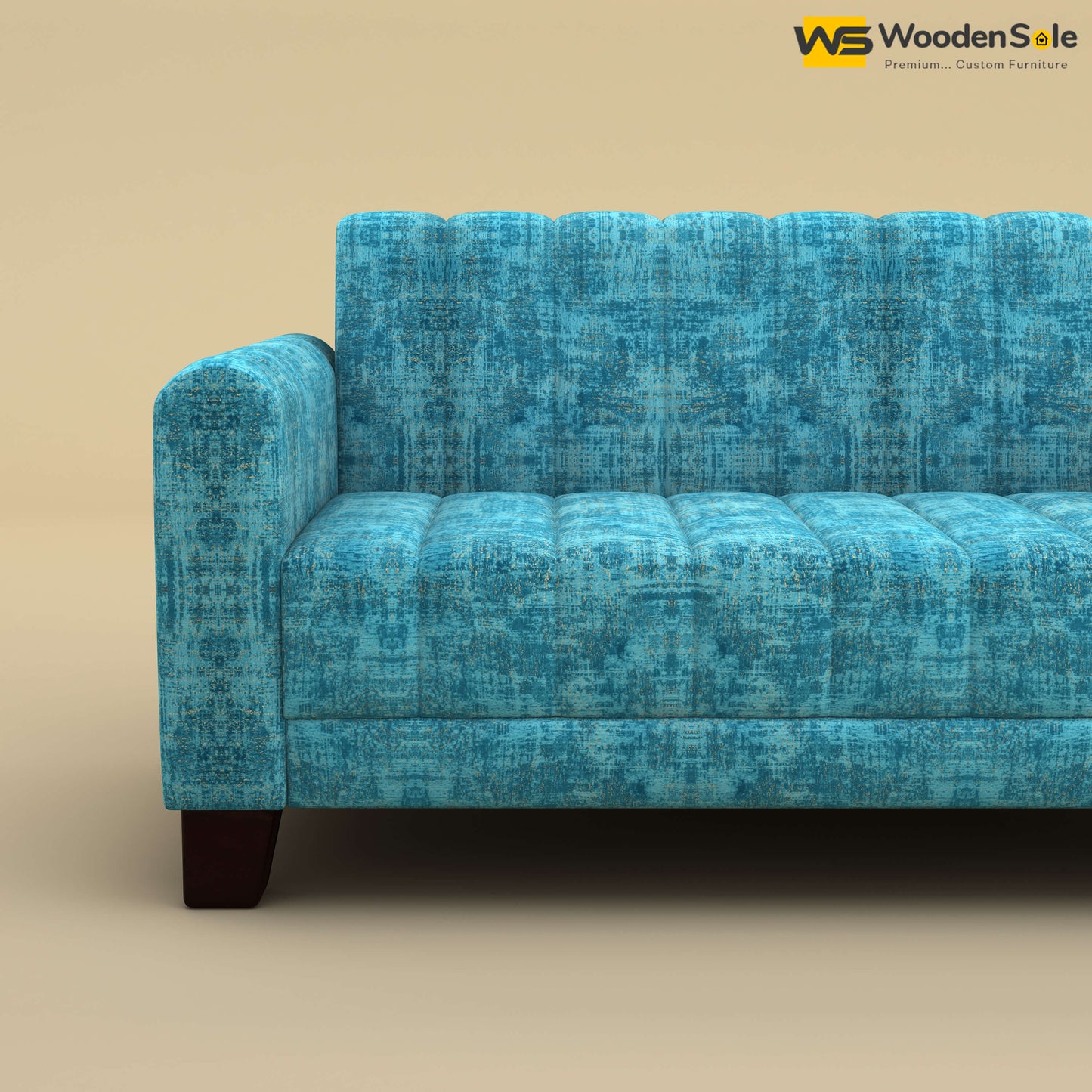 Furo 2 Seater Fabric Sofa (Cotton, Teal Blue)