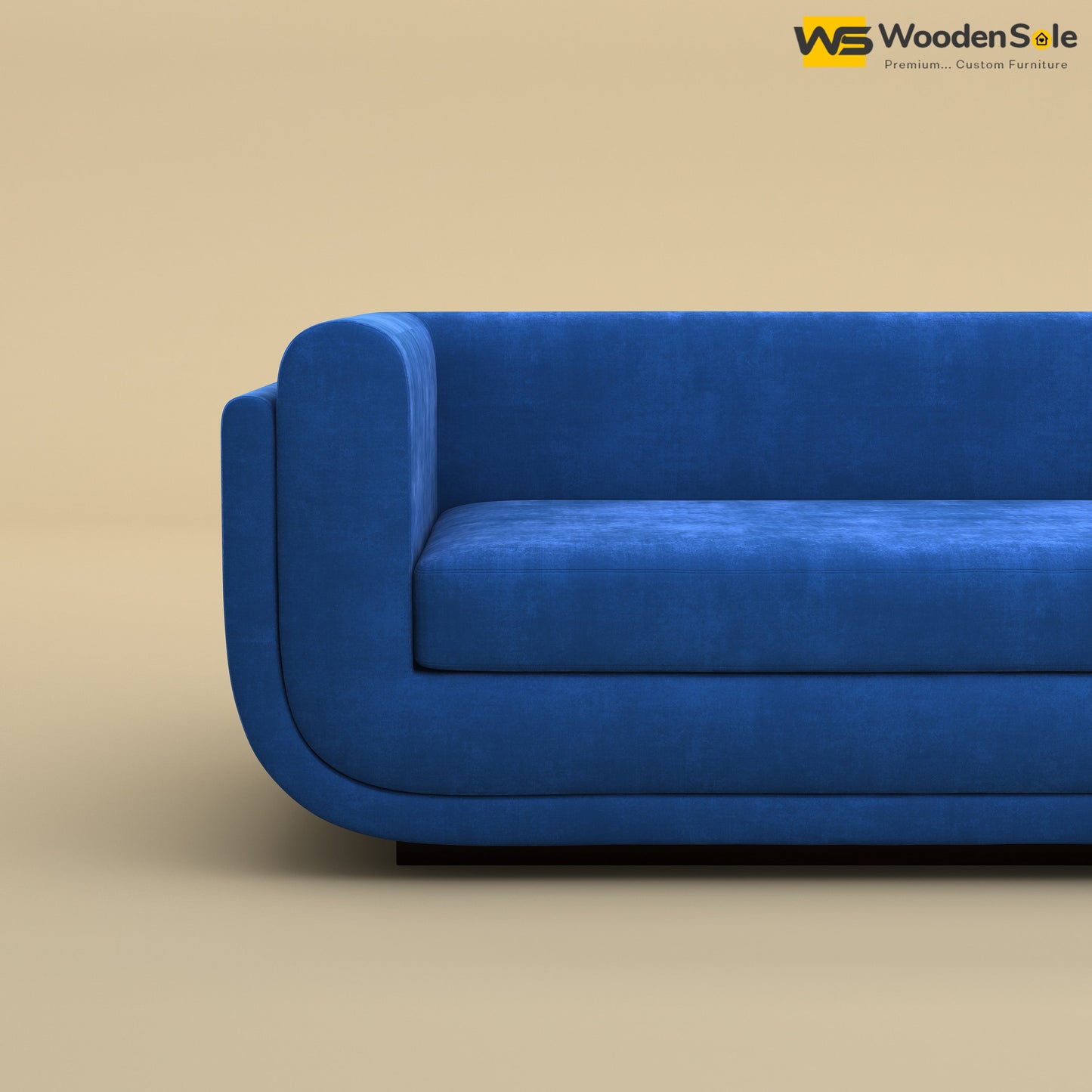 Vedant Three Seater Sofa (Velvet, Royal Blue)