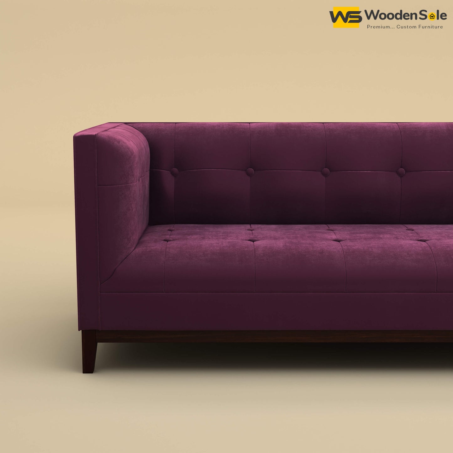 Loren Three Seater Fabric Sofa (Velvet, Dark Purple)