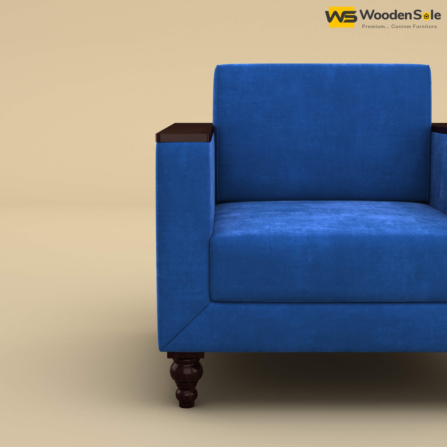 Tivoli 1 Seater Fabric Sofa (Velvet, Royal Blue)