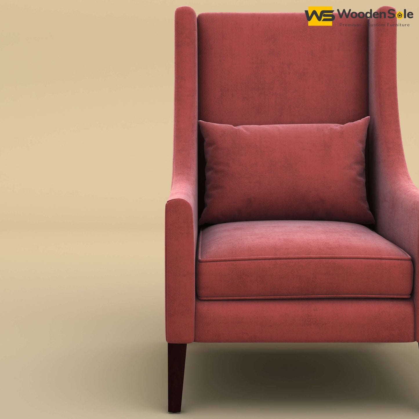 Bonito High Back Lounge Chair (Velvet, Pink)