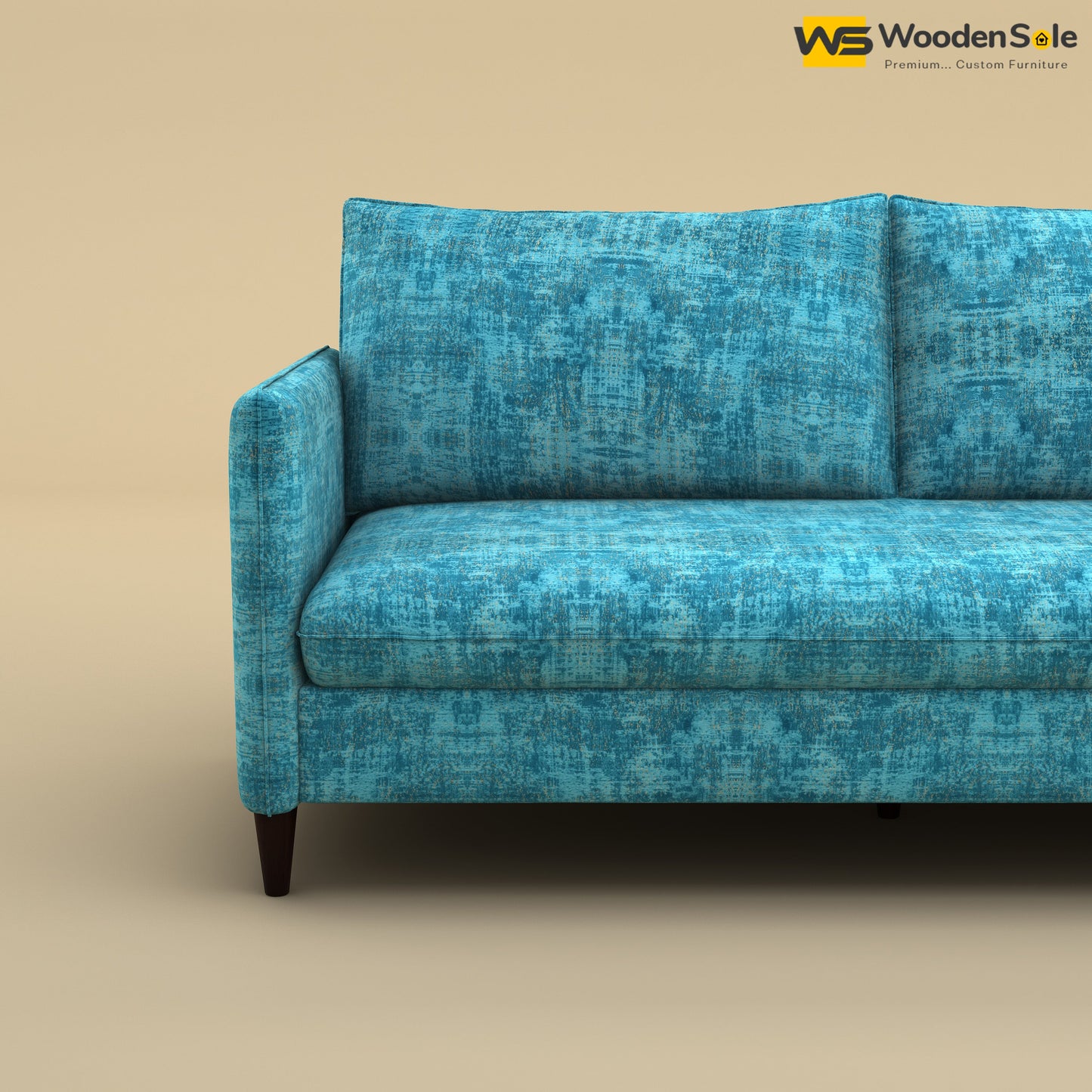 Citron 3 Seater Fabric Sofa (Cotton, Teal Blue)
