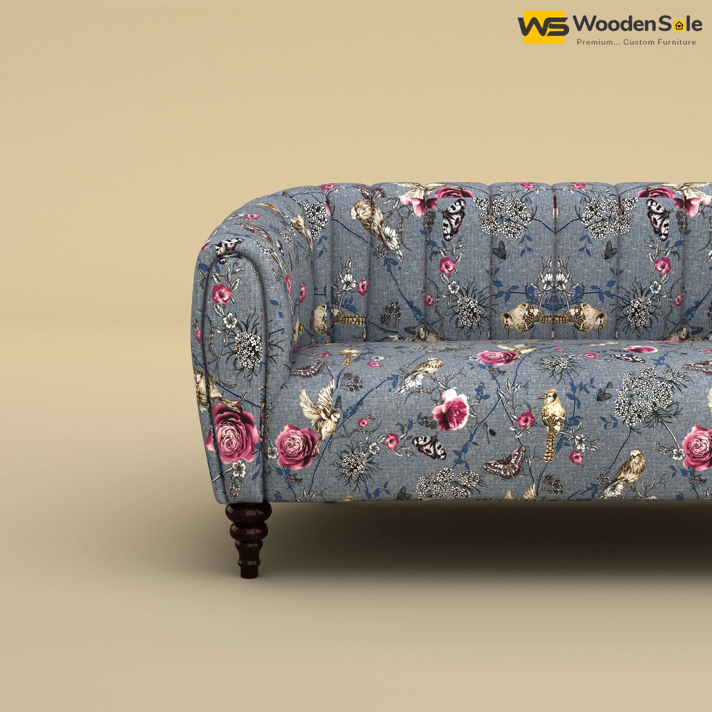 Amaya Two Seater Fabric Sofa (Cotton, Floral Printed)
