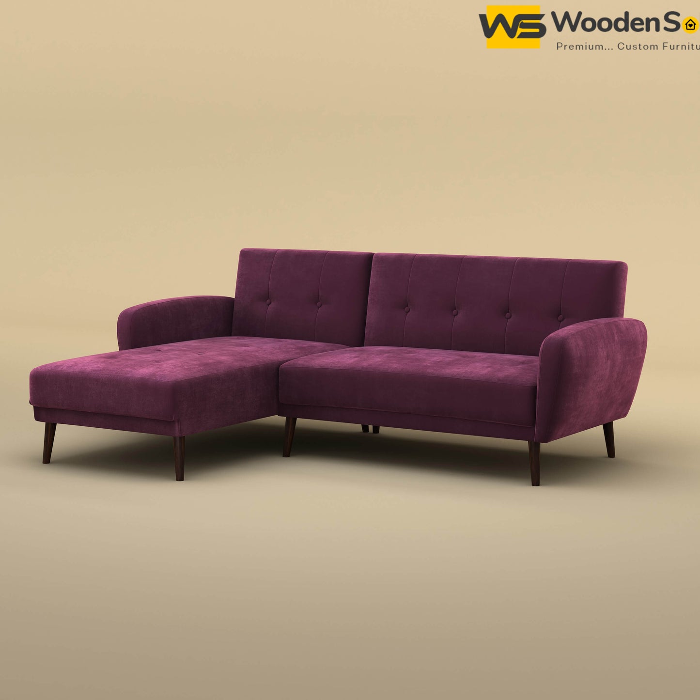 Daisy L Shape Sofa (Velvet, Dark Purple)