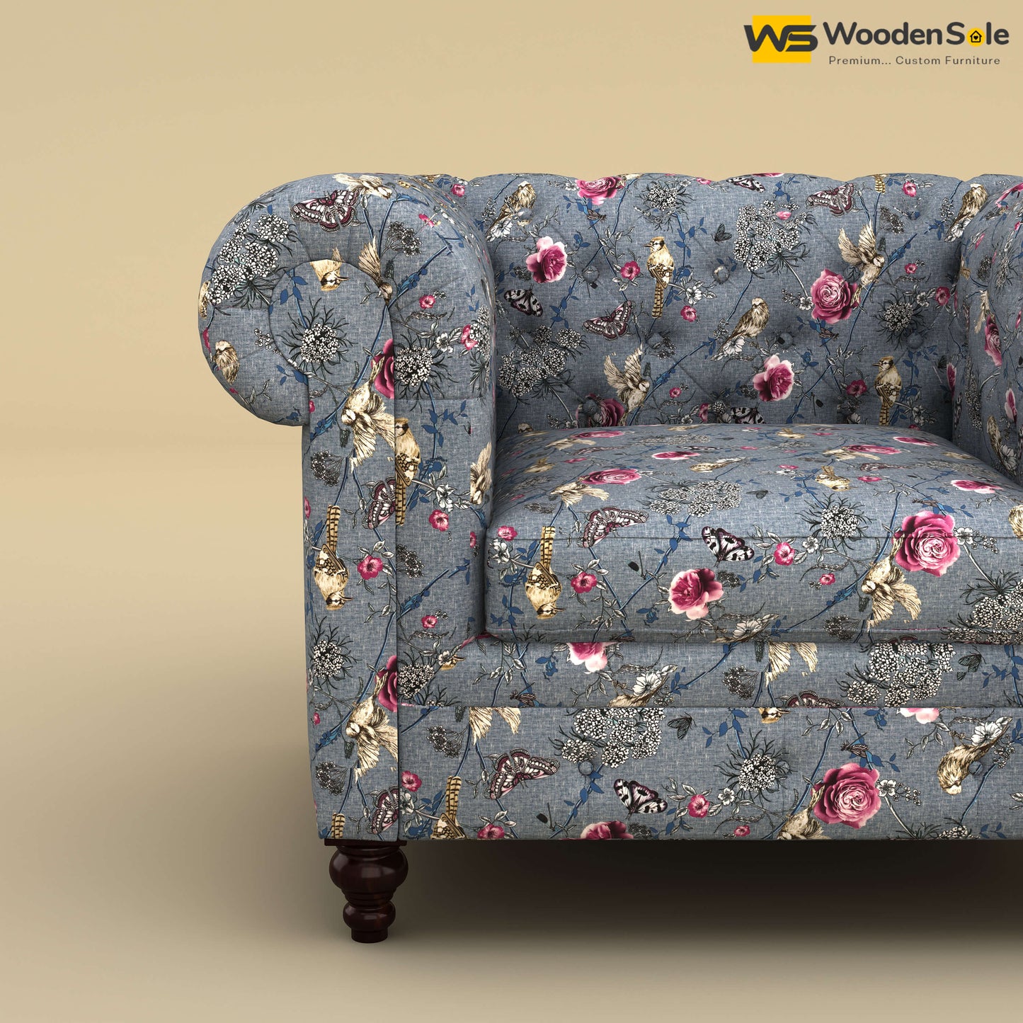 Maharaja Fabric 1 Seater Sofa (Cotton, Floral Printed)