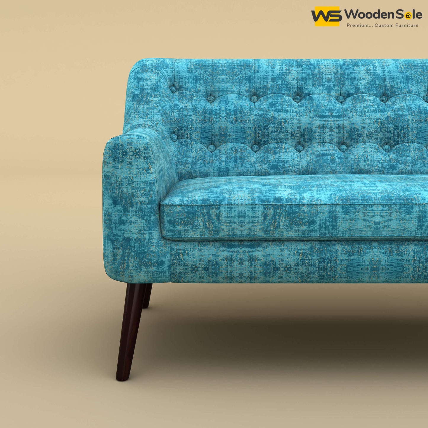 Viraj Loveseat Sofa (Cotton, Teal Blue)