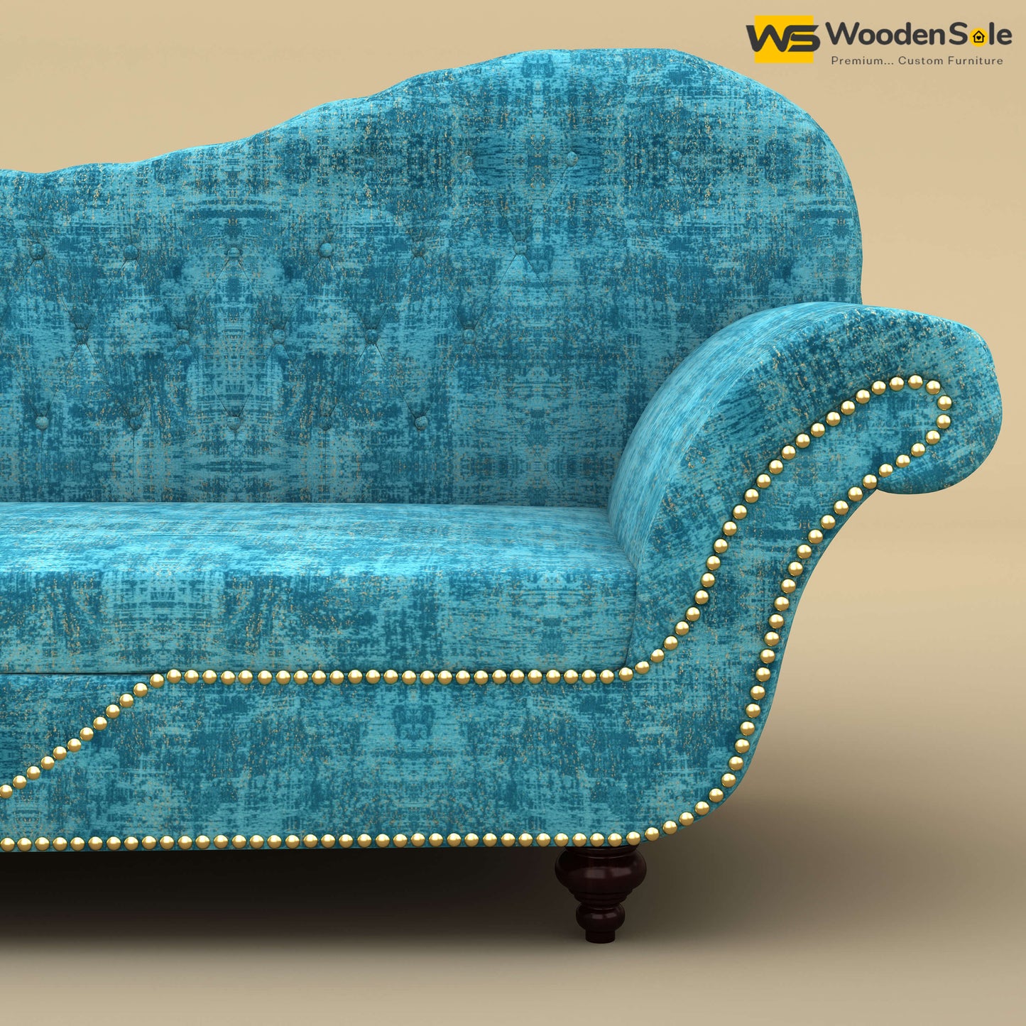 Royal Chaise Lounge (Cotton, Teal Blue)