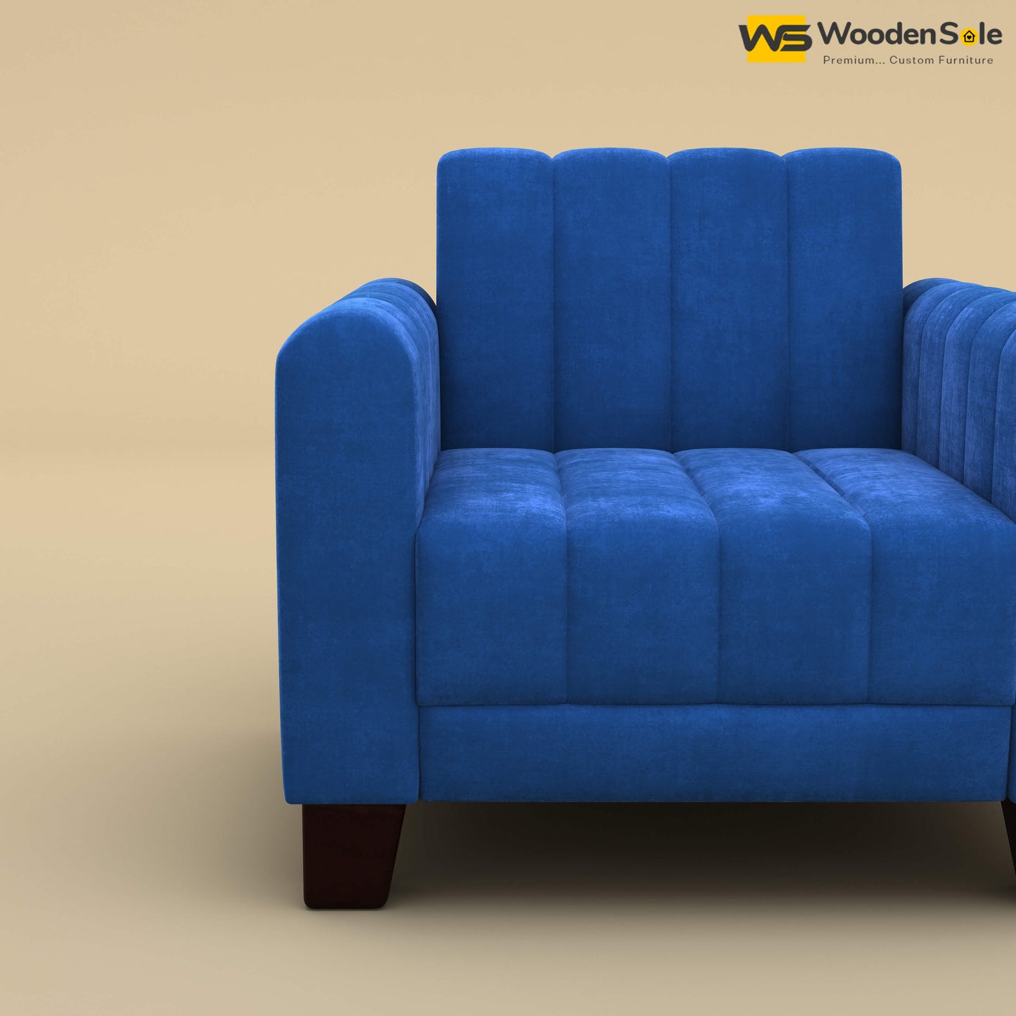 Furo 1 Seater Fabric Sofa (Velvet, Royal Blue)