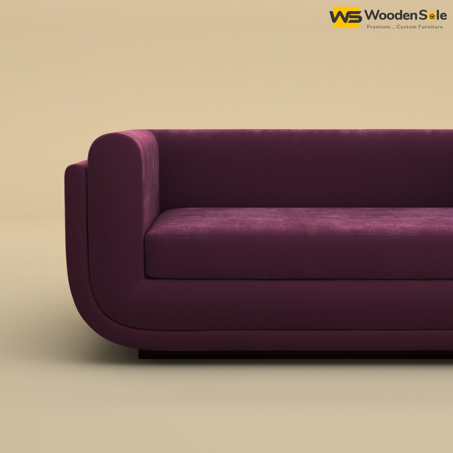 Vedant Two Seater Sofa (Velvet, Dark Purple)