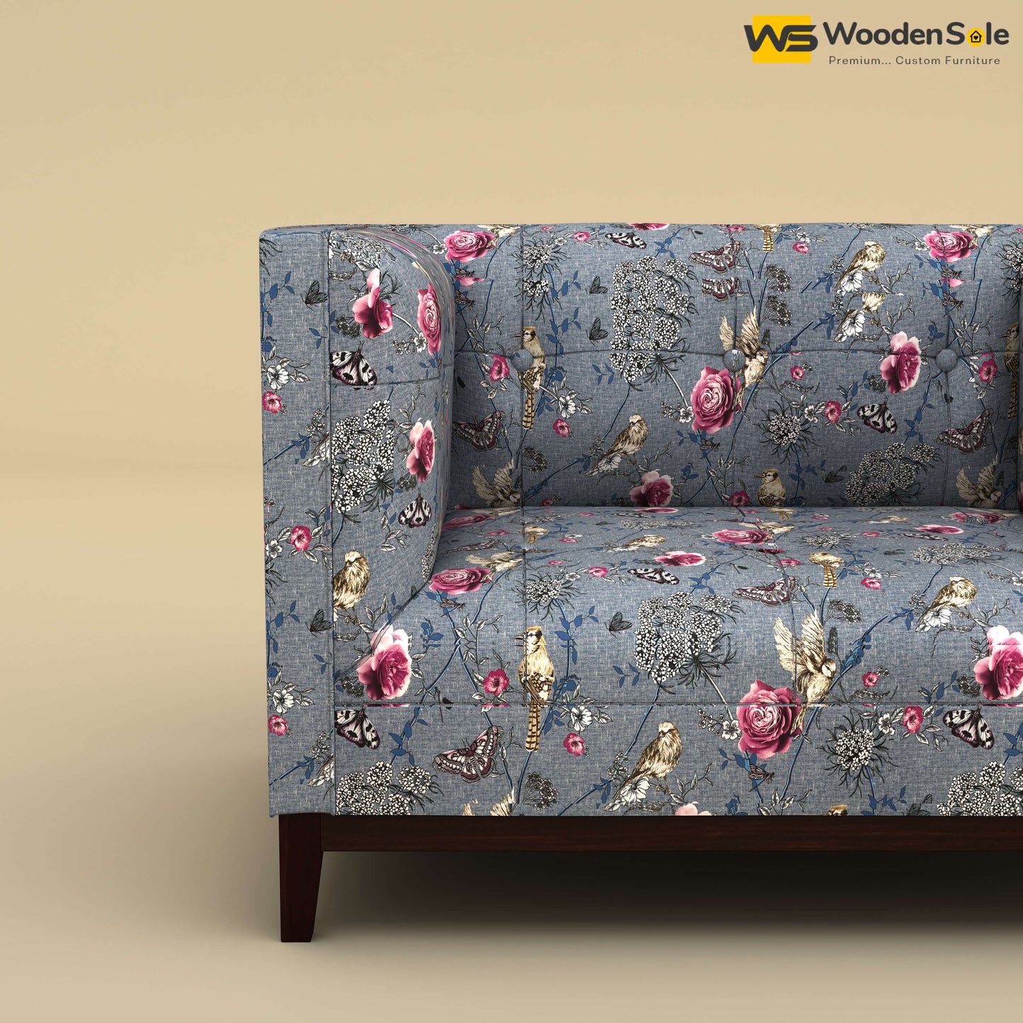 Loren One Seater Fabric Sofa (Cotton, Floral Printed)