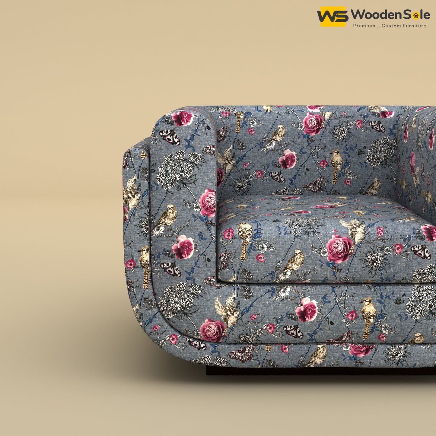 Vedant 1 Seater Fabric Sofa (Cotton, Floral Printed)