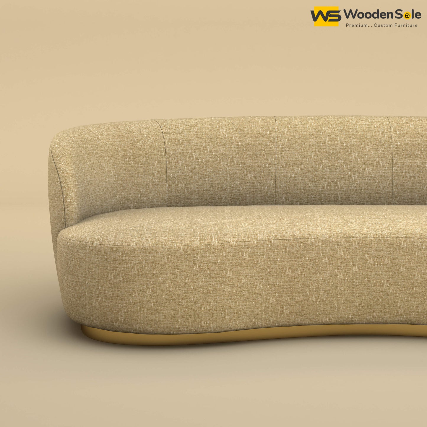 Rene Curved Modern 3-Seater Sofa (Cotton, Faux Cream)
