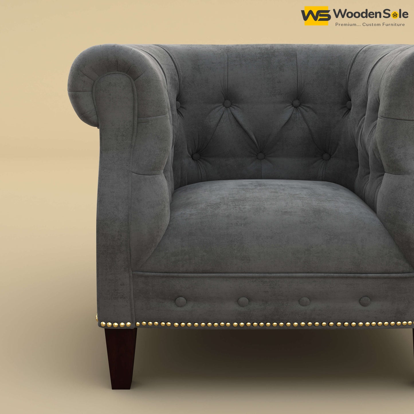 Olivia Wing Chair (Velvet, Charcoal Gray)