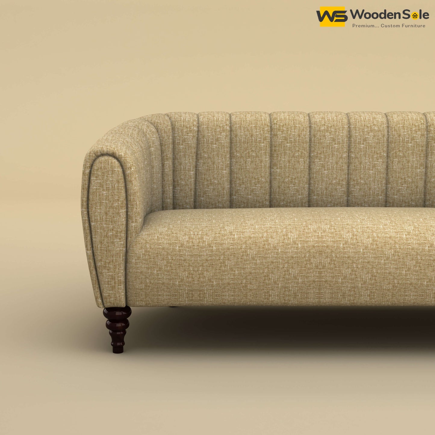 Amaya Three Seater Fabric Sofa (Cotton, Faux Cream)