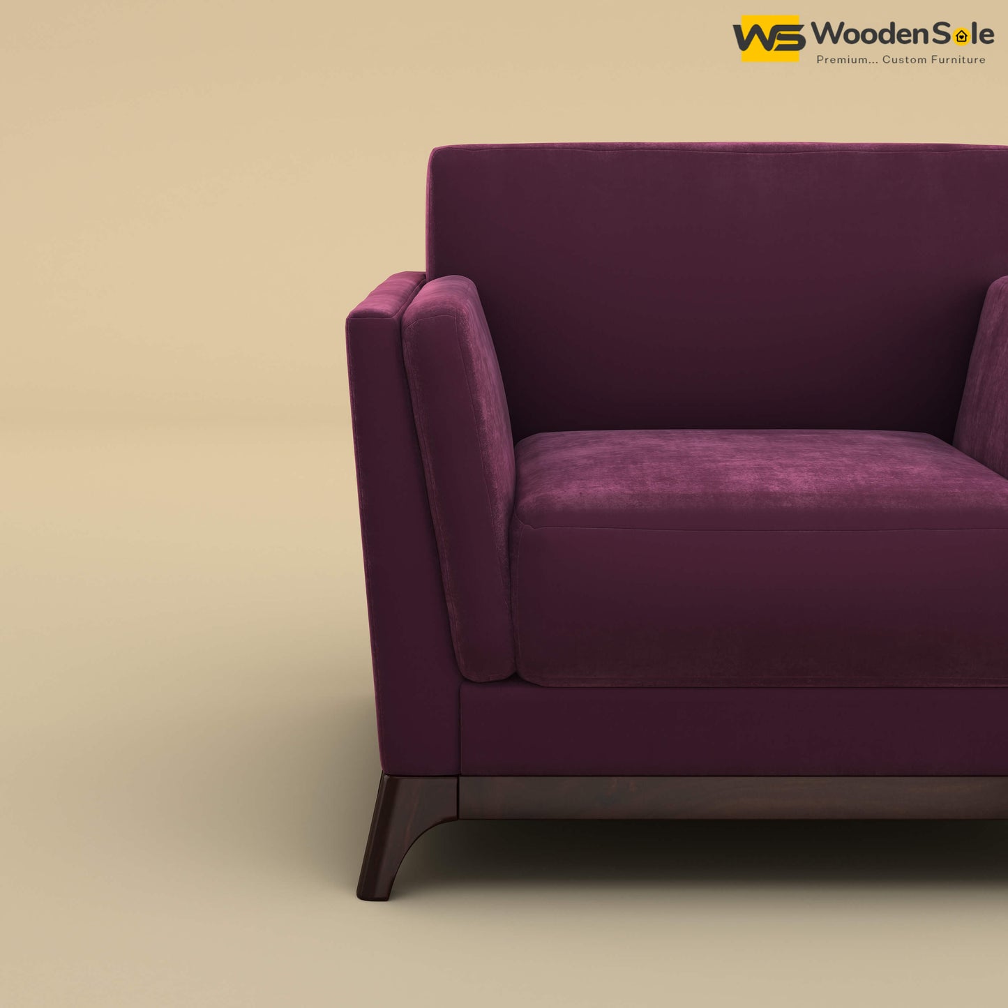 Bruno 1 Seater Sofa (Velvet, Dark Purple)