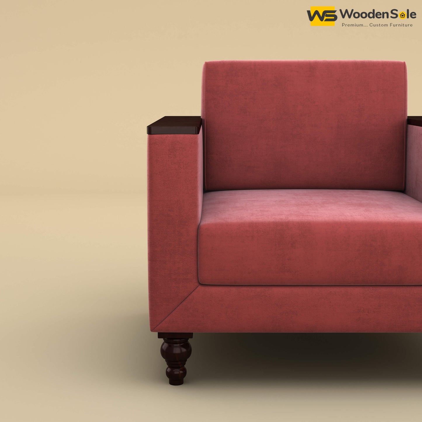 Tivoli 1 Seater Fabric Sofa (Velvet, Pink)