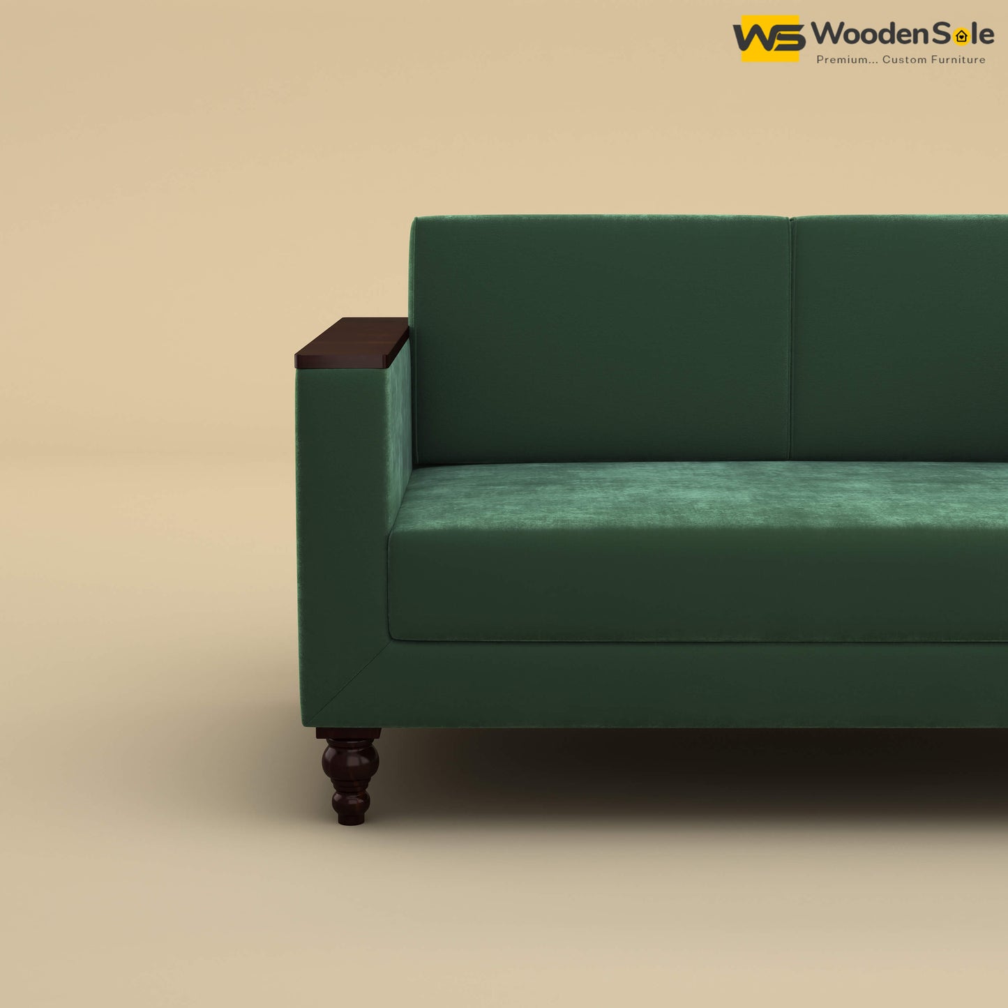 Tivoli 2 Seater Fabric Sofa (Velvet, Forest Green)